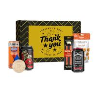 Party Box Thank You Gift Set - Cocktails & Snacks | Dead Man’s Fingers & Cola Can, JD & Cola, Irn-Bru Vodka Martini & Mr Filbert’s Rice Crackers | Celebration Alcohol Gift Box
