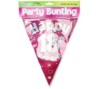 Party Bunting Happy 18th Birthday Pink Holographic 11 flags 3.9m