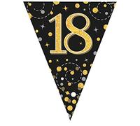 Party Bunting Sparkling Fizz 18 Black & Gold Holographic 11 flags 3.9m