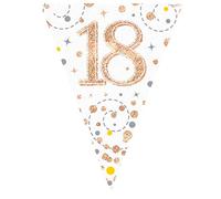 Party Bunting Sparkling Fizz 18 White & Rose Gold Holographic 11 flags 3.9m