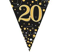 Party Bunting Sparkling Fizz 20 Black & Gold Holographic 11 flags 3.9m
