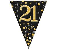 Party Bunting Sparkling Fizz 21 Black & Gold Holographic 11 flags 3.9m