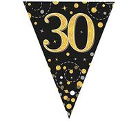 Party Bunting Sparkling Fizz 30 Black & Gold Holographic 11 flags 3.9m