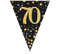 Party Bunting Sparkling Fizz 70 Black & Gold Holographic 11 flags 3.9m