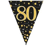Party Bunting Sparkling Fizz 80 Black & Gold Holographic 11 flags 3.9m