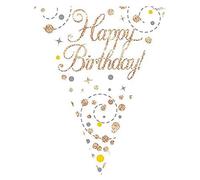Party Bunting Sparkling Fizz Birthday White & Rose Gold Holographic 11 flags 3.9m