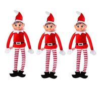 Party Buz WE VALUE YOUR TRUST Charming Long Leg Soft Body Vinylface Elf with Hat - 12" - Premium Quality Plush Toy - Perfect For Holiday Decor & Gift-giving (Elf Red Girl, 3, Set)