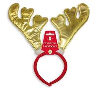 Party Buz WE VALUE YOUR TRUST Christmas Novelty Head Bopper Headbands Headware and Glasses for Fancy Dress Christmas New Year (Gold Reindeer Headband)