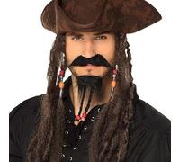Party Buz WE VALUE YOUR TRUST Fake Moustache Stick On False Moustache Funny Novelty Joke Halloween Fancy Dress Costume Accessory for Men and Women (Moustache and Beard Pirate)