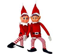 Party Buz WE VALUE YOUR TRUST Naughty Faced Elves Long Leg with Soft Body with Vinyl Face Elf for Decoration Christmas 12" (Pack of 2(Boy and Girl Elf Set))