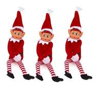 Party Buz WE VALUE YOUR TRUST Naughty Faced Elves Long Leg with Soft Body with Vinyl Face Elf for Decoration Christmas 12" (Pack of 3(Red Girl Elf))