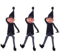 Party Buz WE VALUE YOUR TRUST Naughty Faced Elves Long Leg with Soft Body with Vinyl Face Elf for Decoration Christmas 12" (Pack of 3(Black Girl Elf))