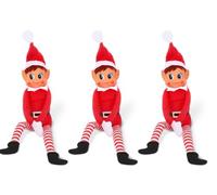 Party Buz WE VALUE YOUR TRUST Naughty Faced Elves Long Leg with Soft Body with Vinyl Face Elf for Decoration Christmas 12" (Pack of 3(Red Boy Elf))