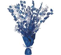 Party Buz WE VALUE YOUR TRUST Pink/Blue/Black Birthday Balloon Weight Spray Centrepiece - 43cm, (80th Blue & Silver)
