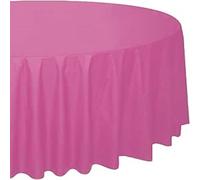 Party Buz WE VALUE YOUR TRUST Round Solid Plastic Table Cover for Celebrations, Events, Home Use and Parties Tablecloth - Count 1 (Pink)