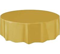 Party Buz WE VALUE YOUR TRUST Round Solid Plastic Table Cover for Celebrations, Events, Home Use and Parties Tablecloth - Count 1 (Gold)