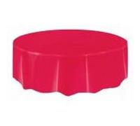 Party Buz WE VALUE YOUR TRUST Round Solid Plastic Table Cover for Celebrations, Events, Home Use and Parties Tablecloth - Count 1 (Red)