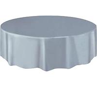 Party Buz WE VALUE YOUR TRUST Round Solid Plastic Table Cover for Celebrations, Events, Home Use and Parties Tablecloth - Count 1 (Silver)