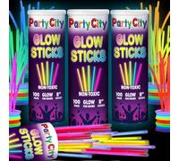 Party City 300 Glow Sticks Bulk Party Pack 8”- Neon Glow in the Dark Party Supplies, Glowsticks with Connectors Bracelets & Necklaces, Light Up Favors for Kids, Adults, Birthdays, Parties, Decorations