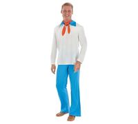 Party City Fred Costume for Men - Scooby-Doo Costume Includes Long Sleeves Shirt, Bell Bottoms Pants, & Scarf - Costumes for Halloween, Birthday Parties, & Themed Events Multi