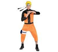 Party City Naruto Costume for Adults, Includes Black and Orange Zip Jumpsuit, Holster, and Headpiece - Multi - Default