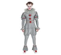 Party City Pennywise Costume for Adults, It Chapter Two - Horror Costume Includes Jumpsuit, Mesh Collar, & Pom Pom Accessories for Shoes - Costumes for Halloween, Birthday Parties, & Themed Events