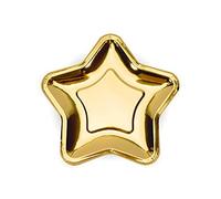 Party Deco CF 6 Star Plates, Gold, Pack of 6