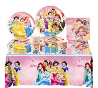 Party Deco Kids Tableware Set Girls- Birthday Party Plates Princess Themed Parties Supplies 51PCS Party Paper Plates Cups Napkins Tablecloth Favors for Kids Baby Shower Part Deco