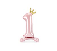 Party Deco Standing Number 1 Metallic Foil Balloon 84cm - Light Pink
