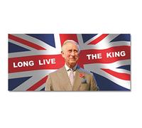 PARTY DECOR Long Live the King Charles the Third Union Jack Self Adhesive Poster - His Majesty the King's Royal Ascent Coronation 6th of May Celebration Wall or Window Decoration