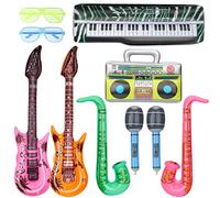 Party Decoration Rock Star Inflatable Musical Instrument Balloons Photo Prop, Guitar Saxophone Microphone Musical Balloon Toys, Birthday Carnival Party Supplies Favors Decor Accessories