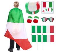 Party Decoration Supplies Games Sunglasses, Bracelets, Wigs, Waterproof Face Plasters, Italian Flag, Flag Wigs, with Pole