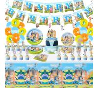 Party Decorations, 101 Pcs Bingo Birthday Decorations Dog Birthday Party Supplies Tableware Set Include Banner Cake Topper Balloons Tablecloth Plates and Napkins for 10 Guests