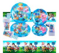 Party Decorations, 41 PCS Dog Kids Tableware Set with Plates Cups and Napkins Table Cloth Happy Birthday Decorations Supplies Party Accessory Set Serve 10 Guest