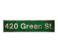 Party Decorations. 420 Green Street Sign. Stoner Stuff. Trippy Room Accessories. Metal Outdoor/Indoor Large 4in x 17in Distressed, Rustic, Retro.