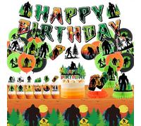 Party Decorations, Birthday Party Supplies include HAPPY BIRTHDAY Banner, Cake Toppers, Honeycomb Centerpieces, Tablecover, and Balloons for Men Outdoor Jungle Party Supplies