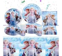Party Decorations Set Girls-Party Tableware Set Princess Children's Birthday Parties Tableware Decoration Ice Princess Themed Supplies Plates Cups Napkins and Tablecloth for Kids Baby Showers Girl