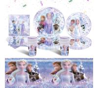 Party Decorations Tableware Set Girls- Birthday Party Plates Princess Themed Party Supplies 51PCS Parties Paper Plates Cups Napkins Tablecloth Part Favors for Kids Baby Shower Deco