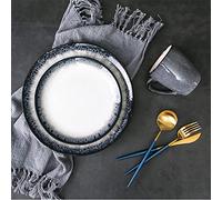 Party DinnerwareRound Porcelain Dinnerware Set, 16 Piece Dishes Dinner Sets, Dinner Plates, Dessert Plates, Bowls and Mugs Dishwasher Safe Ceramic Dishes, Service for 4