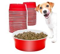 Party Dog Disposable Red Cup Style Pet Food Bowls for Cats and Dogs - Large and Small Sizes