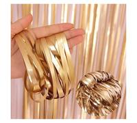 Party Door Curtain 2-3Meter Champagne Gold Matte Party Backdrop Fringe Tinsel Foil Curtains Adult Happy Birthday Wedding Decoration Photo Booth Drape(Matte light gold,3.0m(drop) x 1m(width))