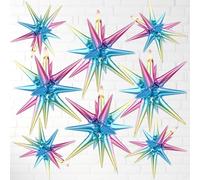 PARTY DRAGON 8pcs Rainbow Star Foil Balloons, 27 & 22 Inches, Exploding star balloons for Birthdays, Baby Showers, Wedding & Anniversary Parties