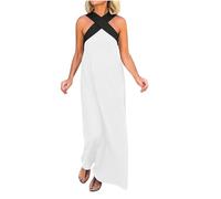 Party Dresses for Women Cross Halter Neck Sleeveless Stitching Dress 2025 Summer Backless Sexy Crossover A Line Maxi Dresses for Vacation Cocktail Beach Holiday Wedding