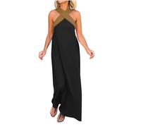Party Dresses for Women Cross Halter Neck Sleeveless Stitching Dress 2025 Summer Backless Sexy Crossover A Line Maxi Dresses for Vacation Cocktail Beach Holiday Wedding