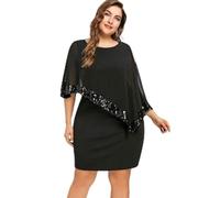 Party Dresses for Women UK Plus Size Sexy Short Elegant Ladies Glitter Sexy Prom Dress Sparkly Wrap Dress Glitter Sequin Mini Dress V Neck Elegant Party Dress Evening Wedding Guest Dress Black