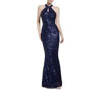 Party Dresses for Women UK Sequin Wedding Guest Bridesmaid Maxi Floor Length Bandage Prom Ball Gowns Sparkly Glitter Evening Club Wrap Formal Cocktail Ladies Halter Neck Fishtail