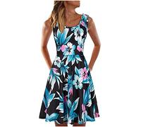 Party Dresses for Women UK Women's Plus Size Short Sleeve Dress Casual Pleated Swing Dresses with Pockets Red Party Dresses for Women UK Party Dresses for Women Size 17