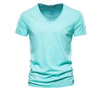 Party Dressy Sale of Clearance Bamboo T-Shirts for Men UK Fashion Solid Color Work Tee Shirt Casual Slim Fit V Neck Blouse Basic Muscle Fit Short Sleeve Funny Shirt Gym Blouses