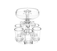 Party Drink Dispenser with 6 Shot Glasses Set - Acrylic Touchless Liquor for Beverage Cider Cocktail