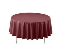 Party Essentials 84BU-3 Disposable Heavy Duty 84" Round Plastic Table Cover/Tablecloth, Burgundy